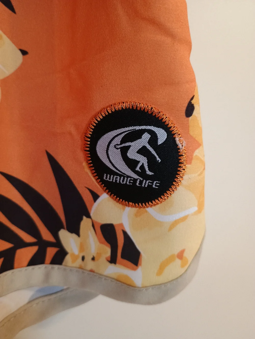 Wave Life  Men's Striped & Floral Board Shorts in Orange and Navy
